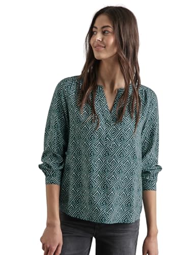 STREET ONE Damen A345249 Bedruckte Bluse, Cool Vintage Green, 36 EU von Street One