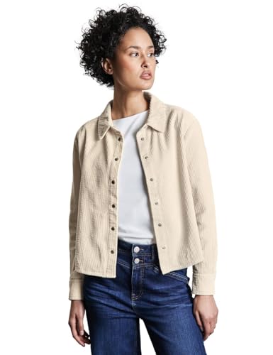 STREET ONE Damen A345322 Cordbluse Mit Knopfleiste, Smooth Sand Beige, 42 EU von STREET ONE