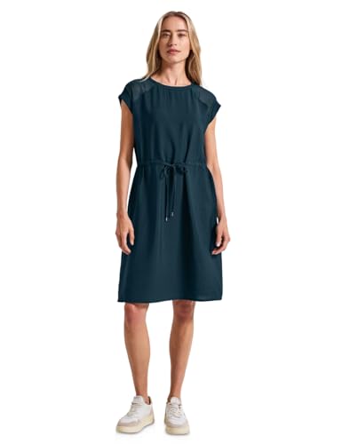 STREET ONE Damen 1408786 Kleid mit Mesh-Details, Tide Blue, 38 von STREET ONE