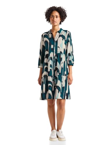 STREET ONE Damen 1408794 Gemustertes Tunika-Kleid, Tide Blue, 46 von STREET ONE