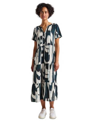 STREET ONE Damen 1408807 Gemustertes Volant-Kleid, Tide Blue, 36 von Street One