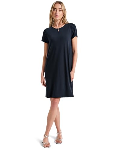 STREET ONE Damen 1408929 T-Shirt-Kleid in Unifarbe, Deepwater Blue, 46 von STREET ONE