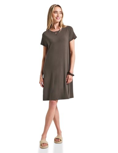 STREET ONE Damen 1408929 T-Shirt-Kleid in Unifarbe, Nomad Brown, 40 von STREET ONE