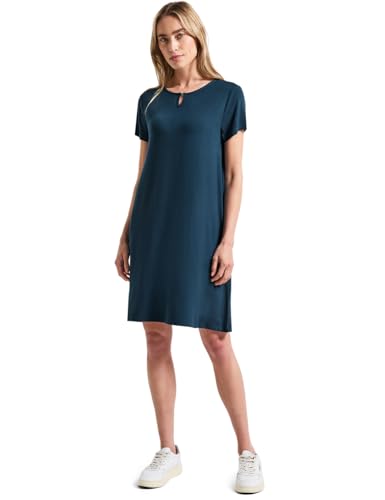 STREET ONE Damen 1408929 T-Shirt-Kleid in Unifarbe, Tide Blue, 40 von STREET ONE