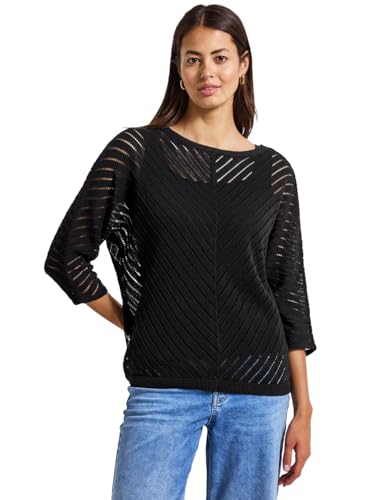 STREET ONE Damen 3015452 Strukturpullover, Black, 46 von STREET ONE