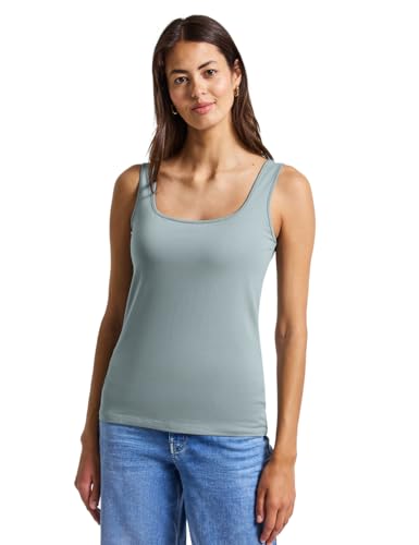STREET ONE Damen 3226976 Basic Top mit Square Neck, Arona Blue, 42 von STREET ONE