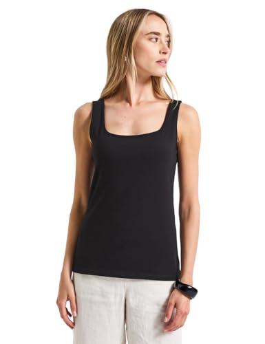 STREET ONE Damen 3226976 Basic Top mit Square Neck, Black, 44 von STREET ONE