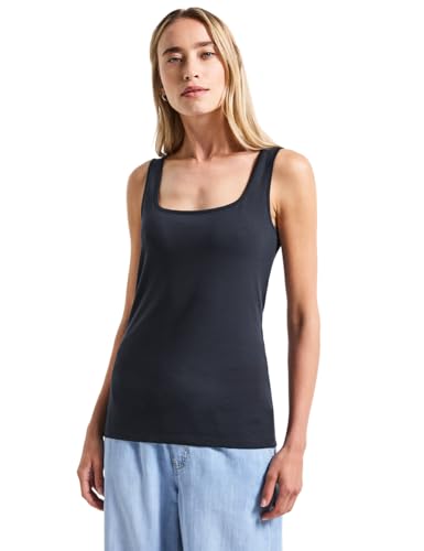 STREET ONE Damen 3226976 Basic Top mit Square Neck, Deepwater Blue, 44 von STREET ONE