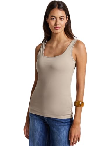 STREET ONE Damen 3226976 Basic Top mit Square Neck, Morning beige, 42 von STREET ONE