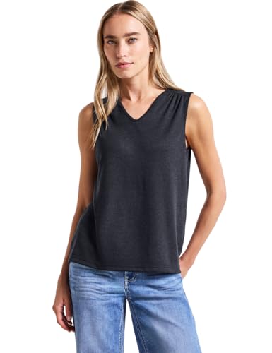 STREET ONE Damen 3227134 V-Neck Top mit Spitze, Deepwater Blue, 40 von STREET ONE