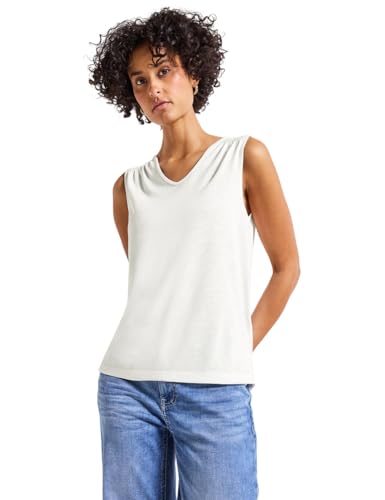 STREET ONE Damen 3227134 V-Neck Top mit Spitze, Off White, 40 von STREET ONE