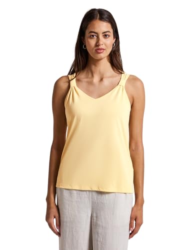 STREET ONE Damen 3227285 Silk-Look Top mit Knoten, Buttercream Yellow, 40 von STREET ONE