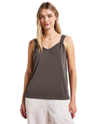 STREET ONE Damen 3227285 Silk-Look Top mit Knoten, Nomad Brown, 46 von STREET ONE