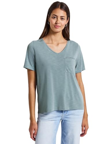 STREET ONE Damen 3227393 T-Shirt mit Schmuckdetail, Arona Blue, 42 von STREET ONE
