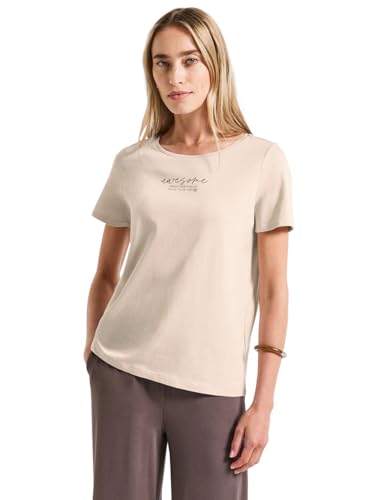 STREET ONE Damen 3227732 T-Shirt mit Print, Smooth Sand beige, 40 von STREET ONE