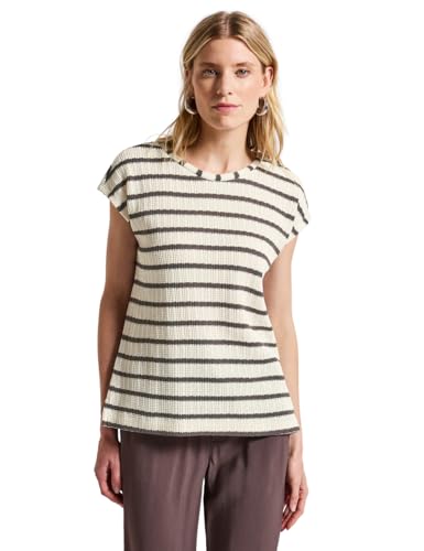 STREET ONE Damen 3227737 Strick-Look Streifen-Shirt, Nomad Brown, 42 von STREET ONE