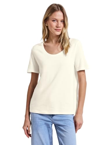 STREET ONE Damen 3227744 Basic T-Shirt, Off White, 40 STREET ONE Damen 3227744 Basic T-Shirt, Off White, 40 von Street One
