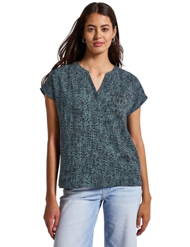 STREET ONE Damen 3411792 Minimal Print Blusenshirt, Deepwater Blue, 34 von STREET ONE