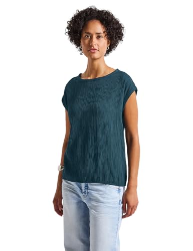 STREET ONE Damen 3411864 Blusenshirt mit Tapedetails, Tide Blue, 38 von STREET ONE