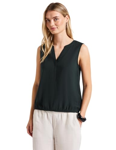 STREET ONE Damen 3411962 Blusentop in Unifarbe, Pine Grove Green, 36 von STREET ONE