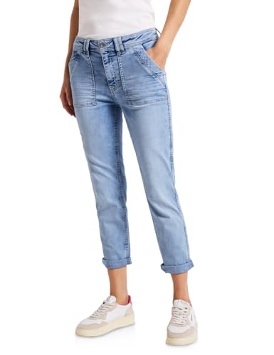 STREET ONE Damen 3716901 Cargo Jeans im Loose Fit, Ultra Bleach Random Washed, 31W x 28L von STREET ONE