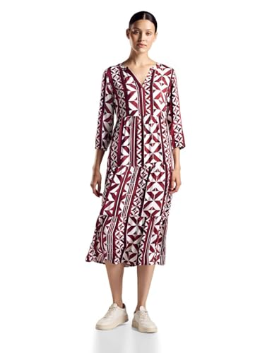 STREET ONE Damen A143971 Midikleid mit Print, Mahogany Red, 36 STREET ONE Damen A143971 Midikleid mit Print, Mahogany Red, 36 von Street One