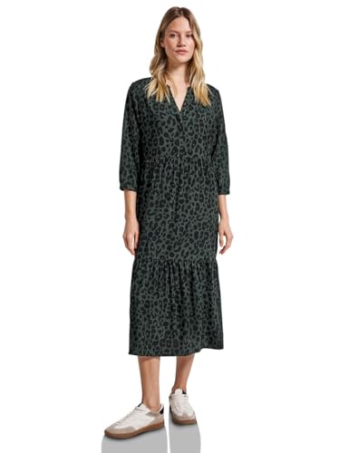 STREET ONE Damen A144414 Gemustertes Volant-Kleid, Mid Green, 40 von STREET ONE