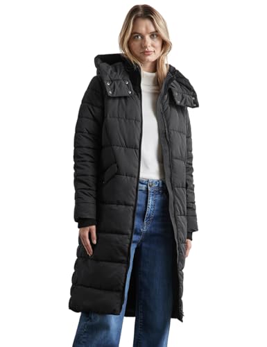 STREET ONE Damen A201975 Gefütterte Lange Jacke,Schwarz,36 von Street One