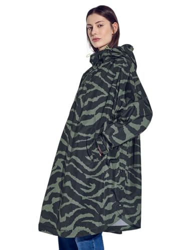 STREET ONE Damen A202078 Kapuzen-Poncho mit Print, Black, A von Street One