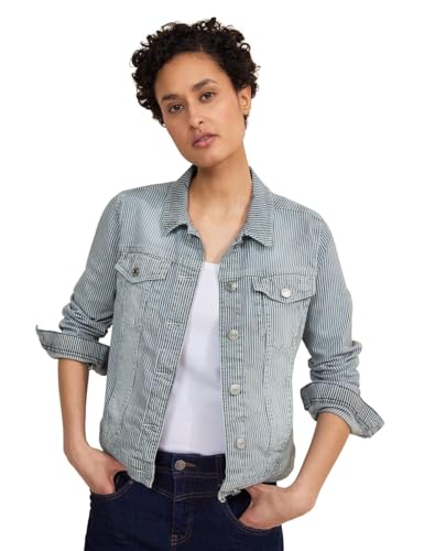 STREET ONE Damen A212094 Gestreifte Jeansjacke, Stripe Soft Washed, 38 von STREET ONE