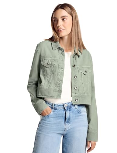 STREET ONE Damen A212177 Kurze Jeansjacke, Moss Green Heavy Washed, 46 von STREET ONE