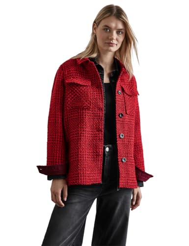 STREET ONE Damen A212326 Karierte Bouclé Jacke, Infernal red, 46 von STREET ONE