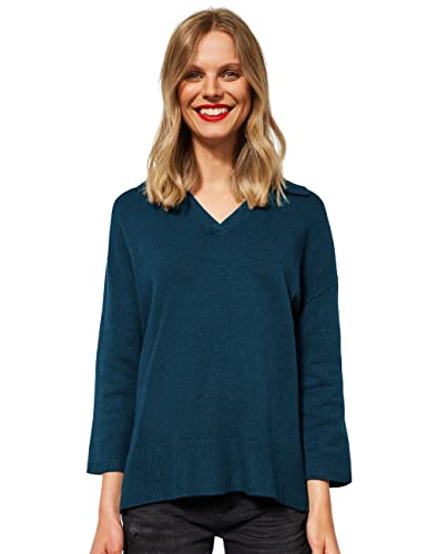 STREET ONE Damen A302112 Strickpullover, deep Teal Melange, 44 von STREET ONE