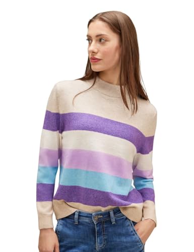 STREET ONE Damen A302537 Strickpullover Gestreift, Spring Sand Melange, 46 von STREET ONE