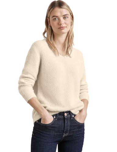 STREET ONE Damen A302832 Federgarn Pullover,Weiß, 40 von STREET ONE