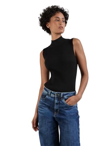 STREET ONE Damen A302837 Geripptes Top, Black, 42 von STREET ONE