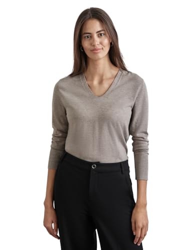 STREET ONE Damen A302964 Strickpullover Mit Details, Mocha Beige Mel., 34 EU von STREET ONE