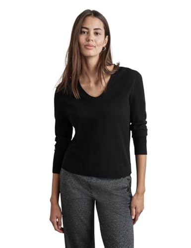 STREET ONE Damen A302964 Strickpullover Mit Details, Schwarz, 44 EU von STREET ONE