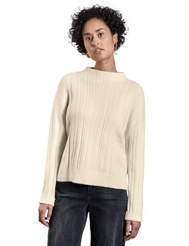 STREET ONE Damen A303087 Pullover Mit Rippstruktur, Soft Beige, 44 EU von STREET ONE