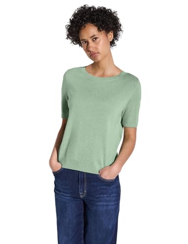 STREET ONE Damen A303225 Kurzarmpullover, Milky Green Mel, 46 von STREET ONE