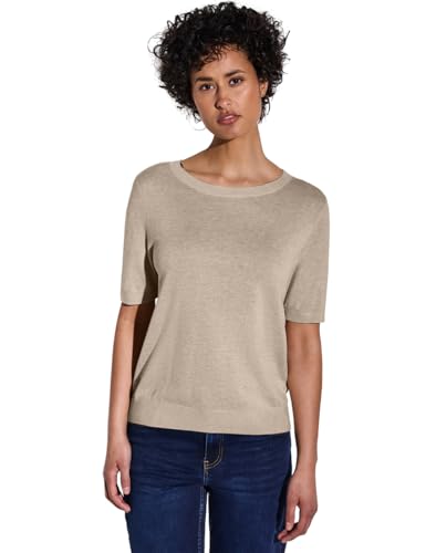 STREET ONE Damen A303225 Kurzarmpullover, Sheer beige Mel, 42 von STREET ONE