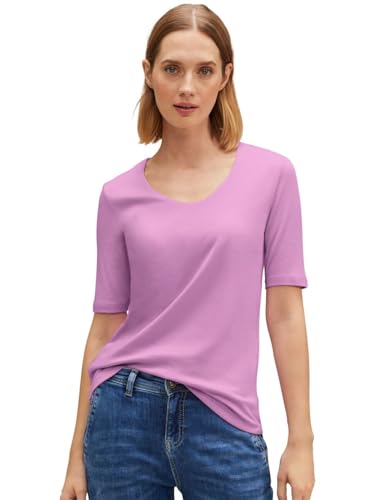 STREET ONE Damen A317666 Kurzarmshirt Basic-T-Shirt Unterziehshirt, Bright Rose, 40 von Street One