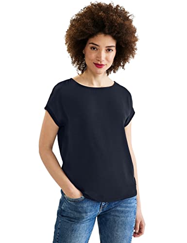 STREET ONE Damen A319392 Kurzarmshirt, Deep Blue, 36 EU von Street One