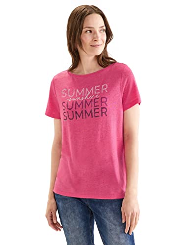 STREET ONE Damen A320187 Kurzarmshirt Mit Wording, Berry Rose, 38 EU von Street One