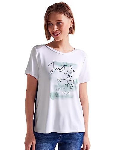 STREET ONE Damen A320190 Kurzarmshirt Bedruckt, Weiß, 38 EU von Street One