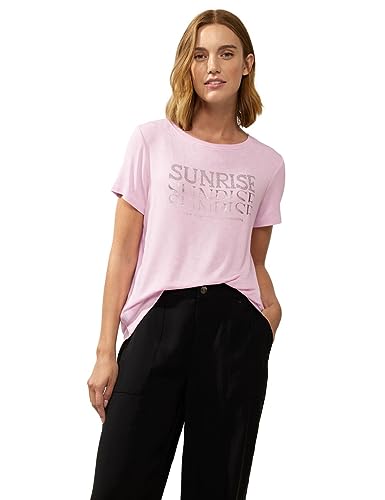 STREET ONE Damen A320371 Kurzarmshirt mit Glitzerwording, Soft Legend Rose, 42 von Street One