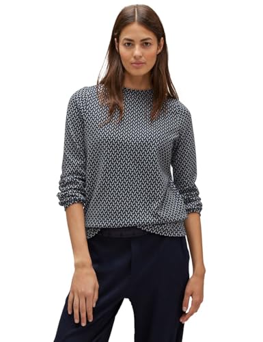 STREET ONE Damen A320579 Jacquard Langarmshirt, deep Blue, 36 von Street One