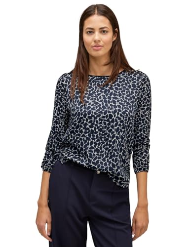 STREET ONE Damen A320607 Langarmshirt Bedruckt, deep Blue, 36 von Street One