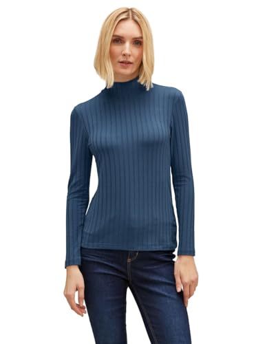 STREET ONE Damen A320679 Langarmshirt Gerippt, Atlantic Blue, 44 von Street One