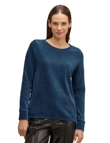 STREET ONE Damen A320683 Langarmshirt Gestreift, Atlantic Blue, 46 von Street One